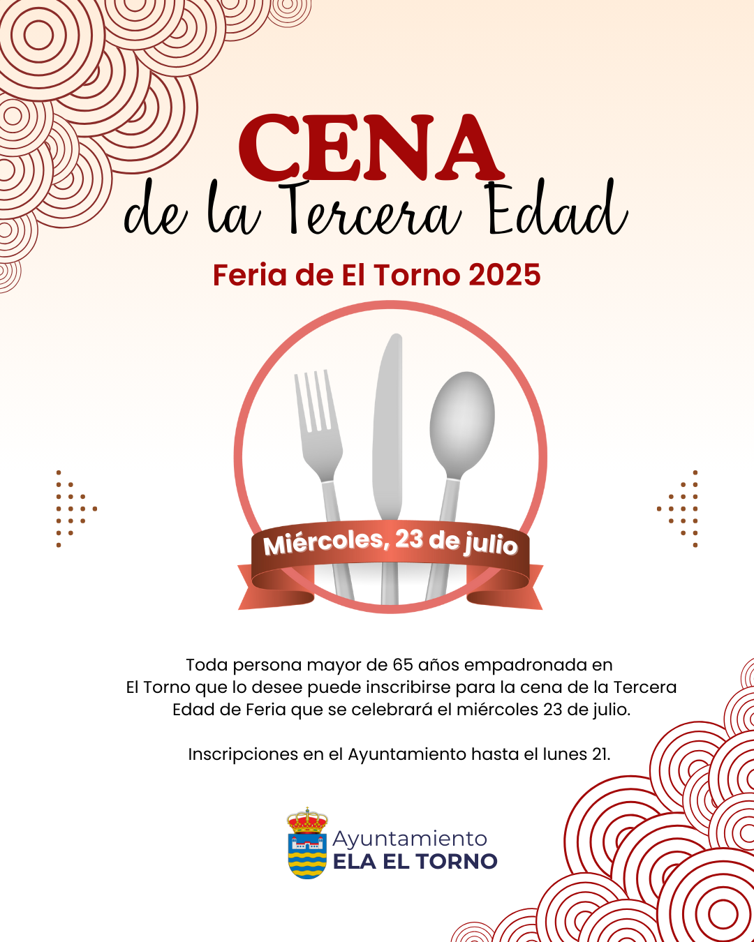 23 de julio - Cena de la Tercera Edad - Feria El ...